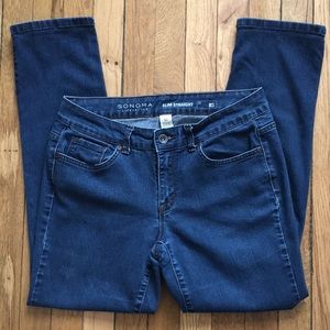 Sonoma brand, slim straight fit, dark wash jeans